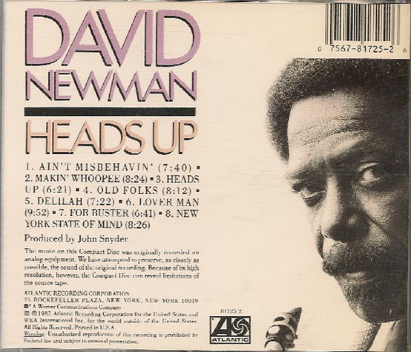 David Fathead Newman Heads Up Used Vinyl High Fidelity Vinyl