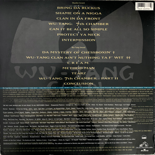 WU-TANG CLAN - C.R.E.A.M. / DA MYSTERY OF CHESSBOXIN - HIP HOP RAP SINGLE