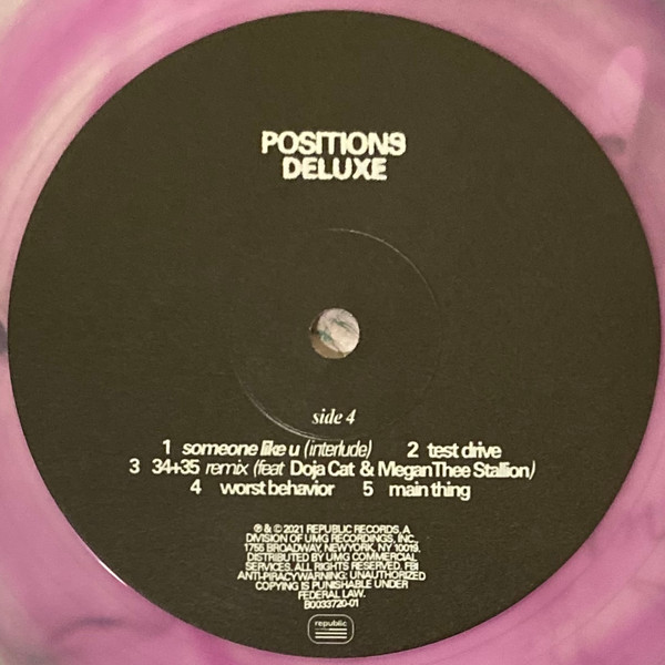 Ariana Grande – Positions (2021, Purple In Clear, Gatefold, Vinyl) - Discogs