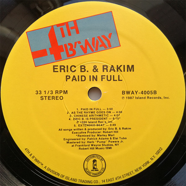 Eric B. & Rakim - Paid In Full - Used Vinyl - High-Fidelity Vinyl ...