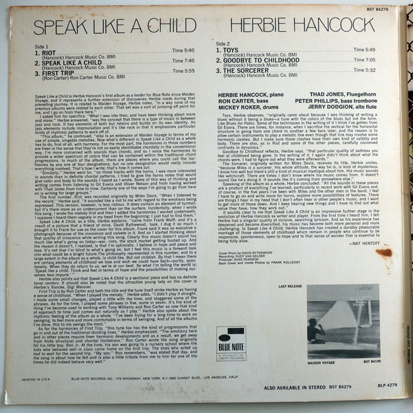 Herbie Hancock - Speak Like A Child - Used Vinyl - High-Fidelity 