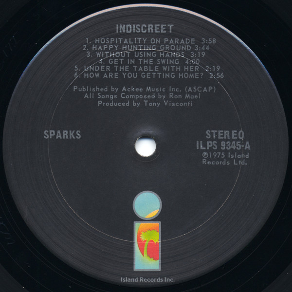 Sparks - Indiscreet - Used Vinyl - High-Fidelity Vinyl Records and Hi