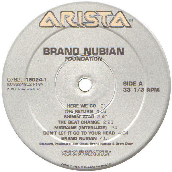 Brand Nubian - Foundation - Used Vinyl - High-Fidelity Vinyl Records ...