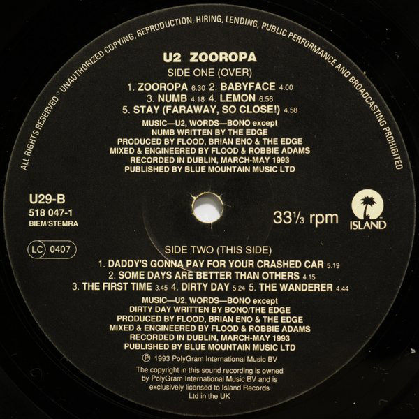 - Zooropa - Used Vinyl - High-Fidelity Records and Hi-Fi Equipment Los Angeles CA