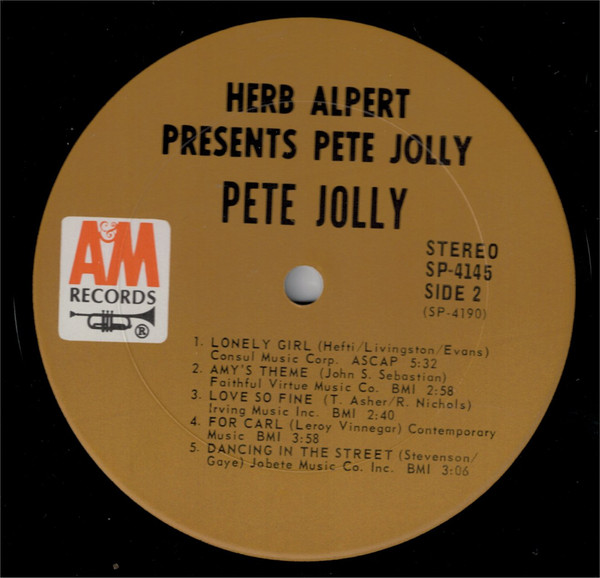 Pete Jolly - Herb Alpert Presents Pete Jolly - Used Vinyl - High