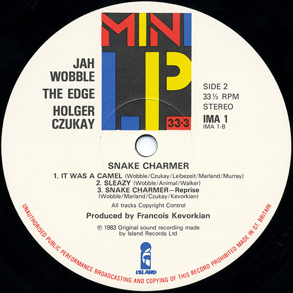 Jah Wobble Edge The Holger Czukay Snake Charmer Rar