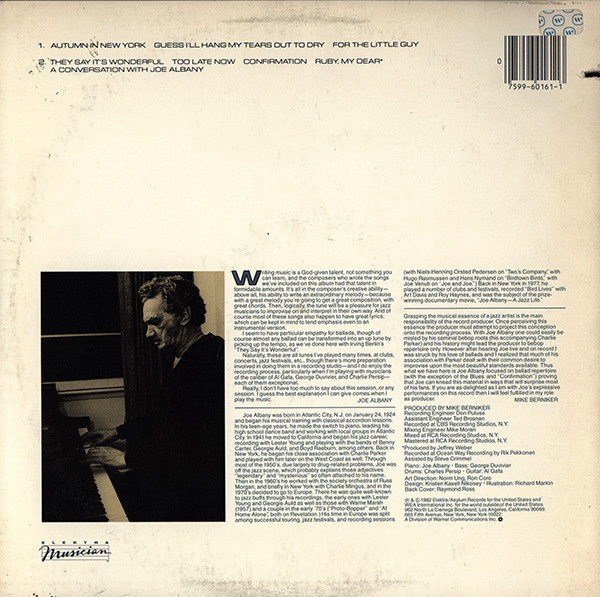 Joe Albany - Portrait Of An Artist - Used Vinyl - High-Fidelity Vinyl ...