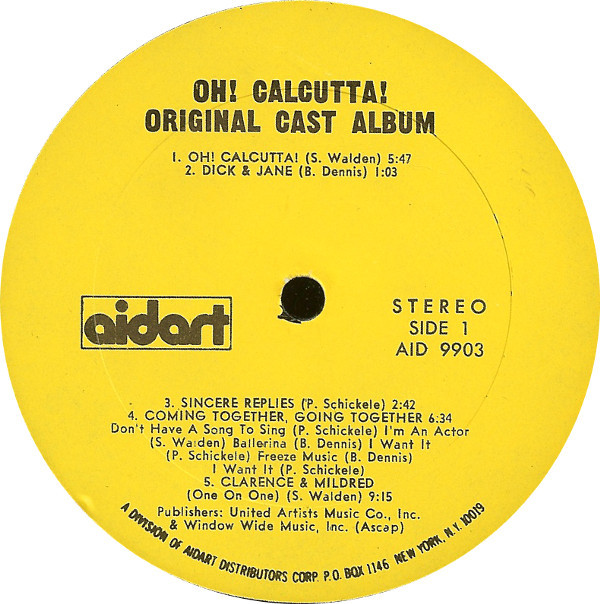 Oh! Calcutta! Original Cast - Oh! Calcutta (Original Cast Album) - Used  Vinyl - High-Fidelity Vinyl Records and Hi-Fi Equipment Hollywood Los  Angeles CA