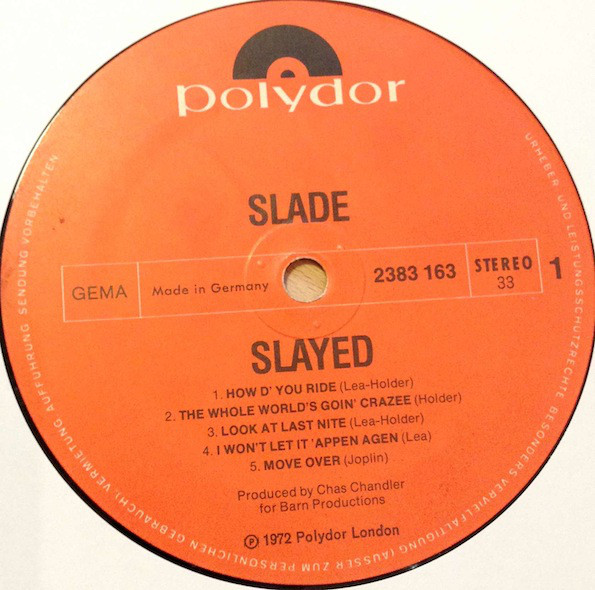 Slade - Slayed? - Used Vinyl - High-Fidelity Vinyl Records and Hi-Fi ...