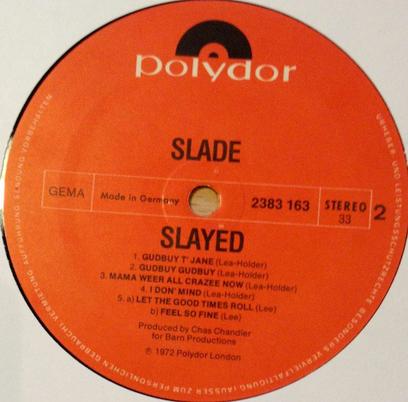 Slade - Slayed? - Used Vinyl - High-Fidelity Vinyl Records and Hi-Fi ...