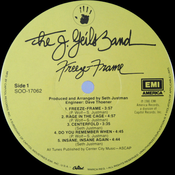 The J Geils Band Freeze Frame Used Vinyl High Fidelity Vinyl Records And Hi Fi Equipment Hollywood Los Angeles Ca