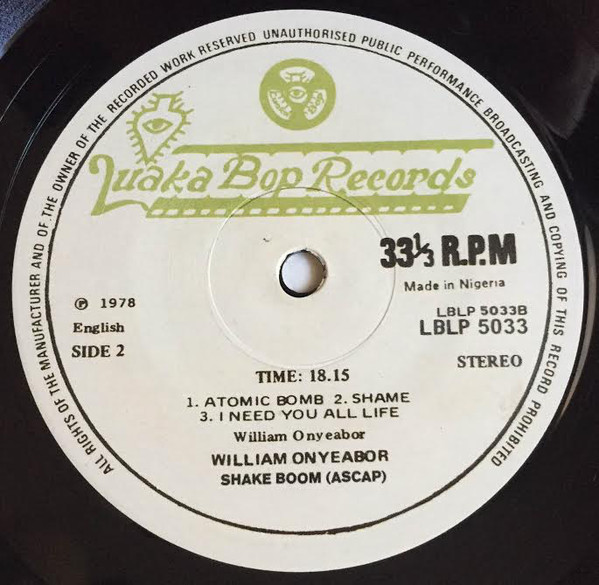 William Onyeabor - Atomic Bomb - New Vinyl - High-Fidelity Vinyl