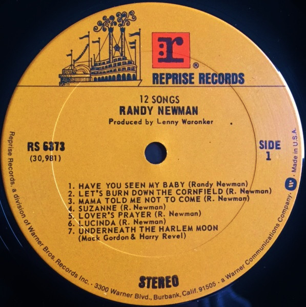 Randy Newman - 12 Songs - Used Vinyl - High-Fidelity Vinyl Records and ...